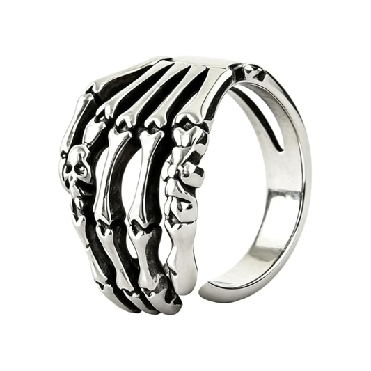 Adjustable Open Gothic Skull Ring