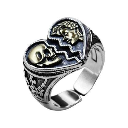Gothic Skeleton Broken Heart Open Finger Band Ring
