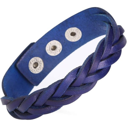 Leather Bracelet Braided Sporty Wide Wristband