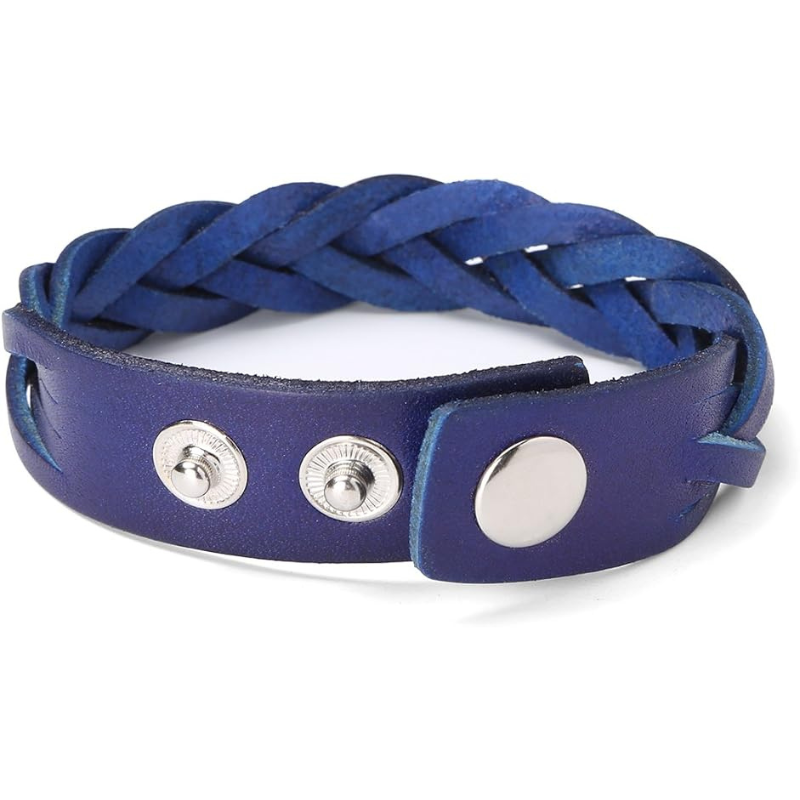 Leather Bracelet Braided Sporty Wide Wristband