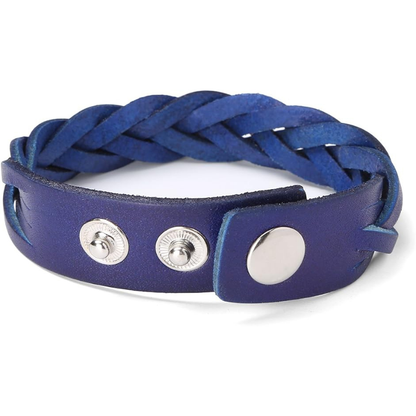 Leather Bracelet Braided Sporty Wide Wristband