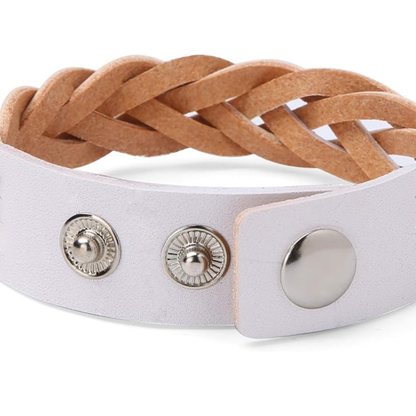 Leather Bracelet Braided Sporty Wide Wristband