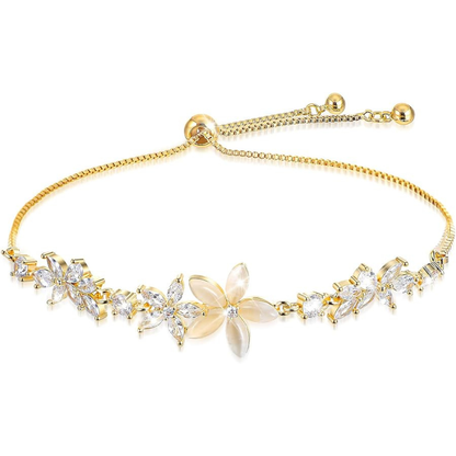 Rhinestone Slider Floral Bracelet