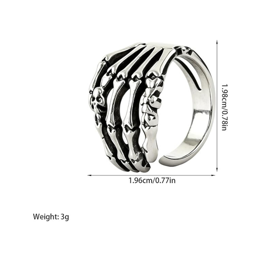 Adjustable Open Gothic Skull Ring