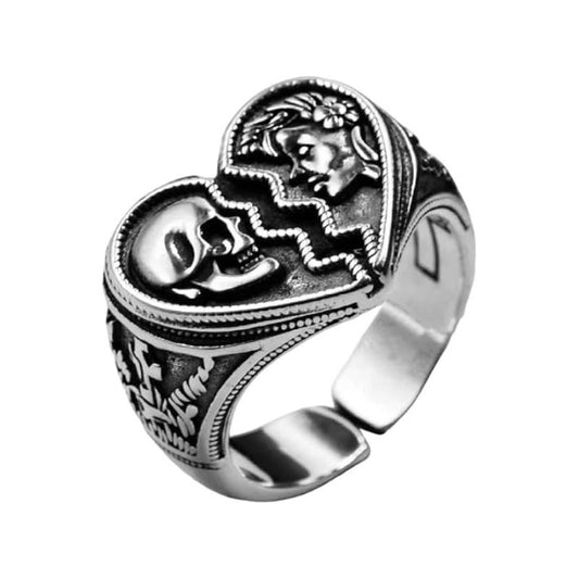 Gothic Skeleton Broken Heart Open Finger Band Ring