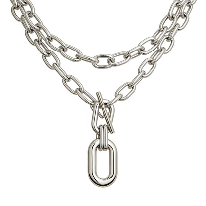 Layered Pendant Chain Punk Thick Necklace