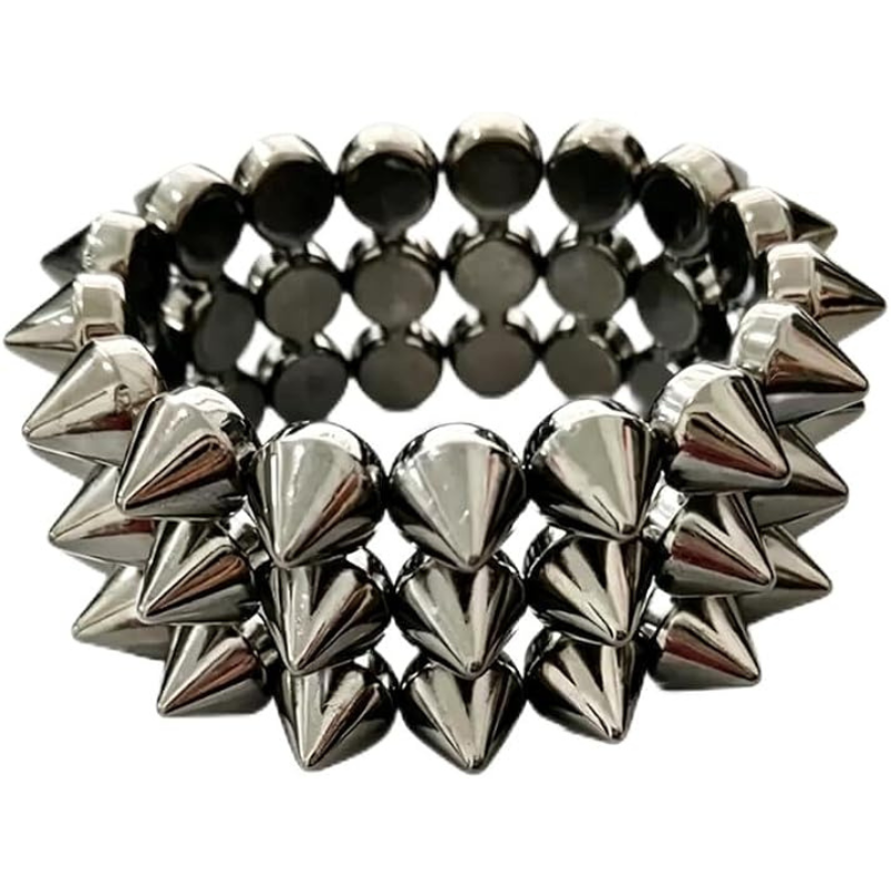 Exaggerated Rivet Studed Spike Bracelets
