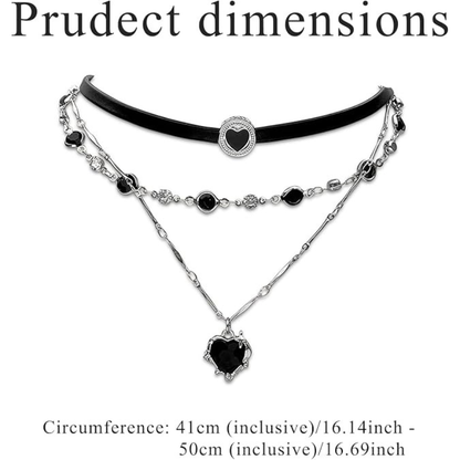 Gothic 3 Layered Heart Necklace