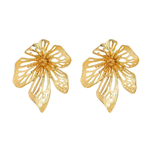 Large Black Flower Earrings for Women