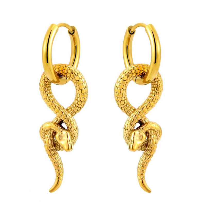 Dark Style Serpentine Hoop Dangle Earrings
