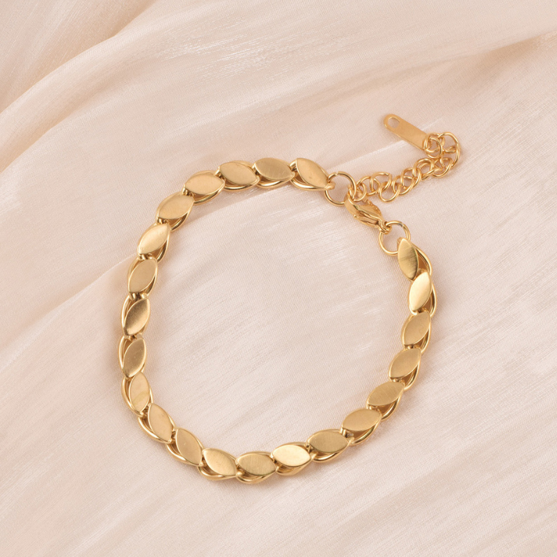 14K Gold Plated Laurel Link Bracelets