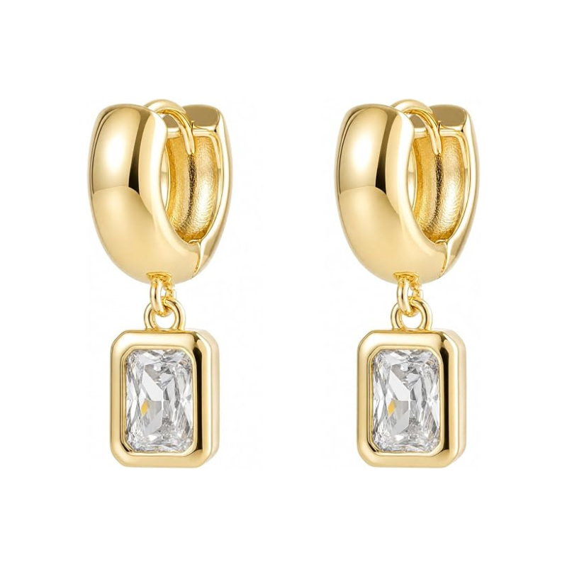 14K Gold Plated Huggie Hoop Drop