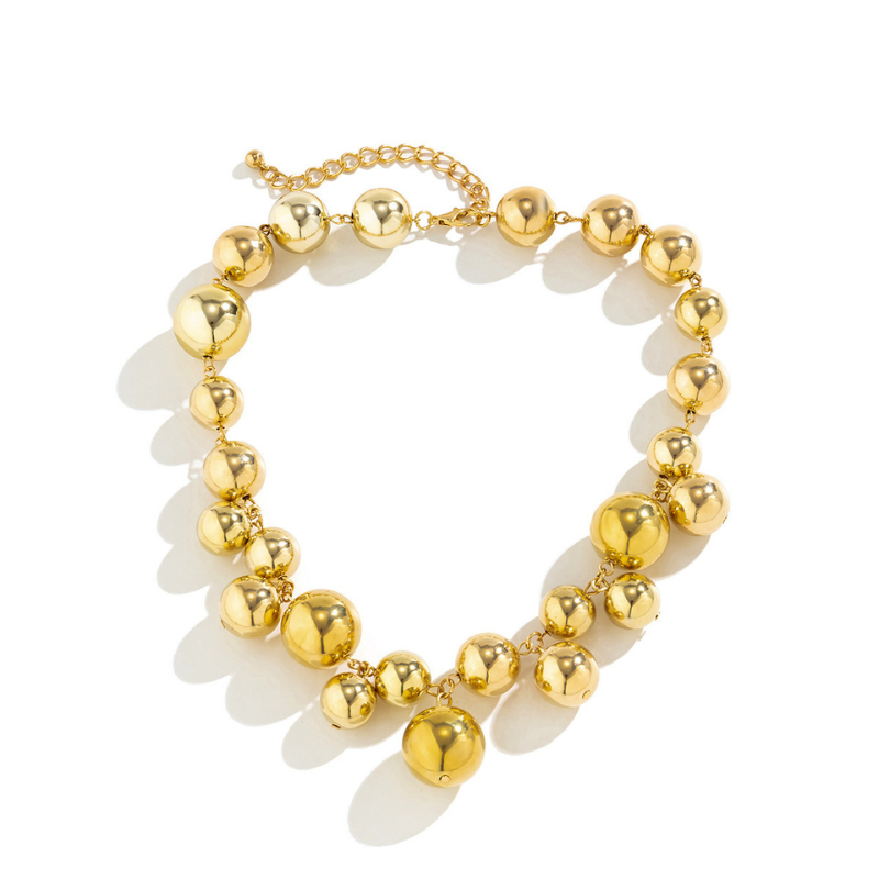 Large Chunky Gold Beads Choker Necklaces