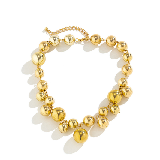 Large Chunky Gold Beads Choker Necklaces