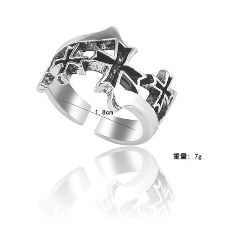 Vintage Single Adjustable Wide Cross Rings