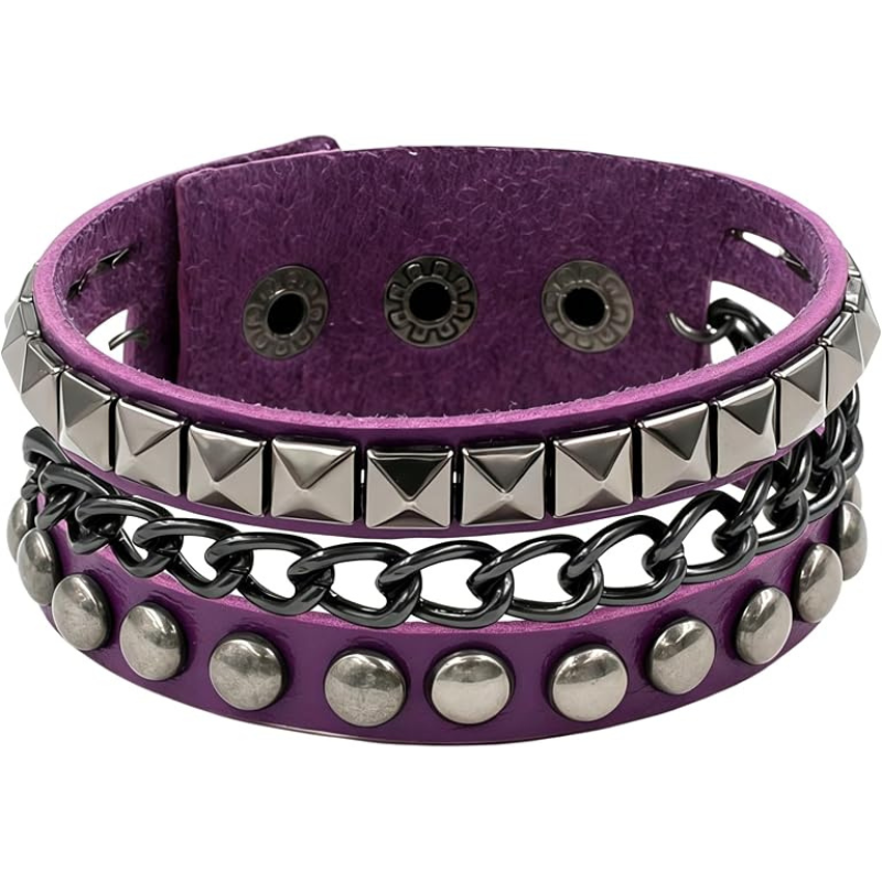 Punk Studded Leather Cuff Bracelet