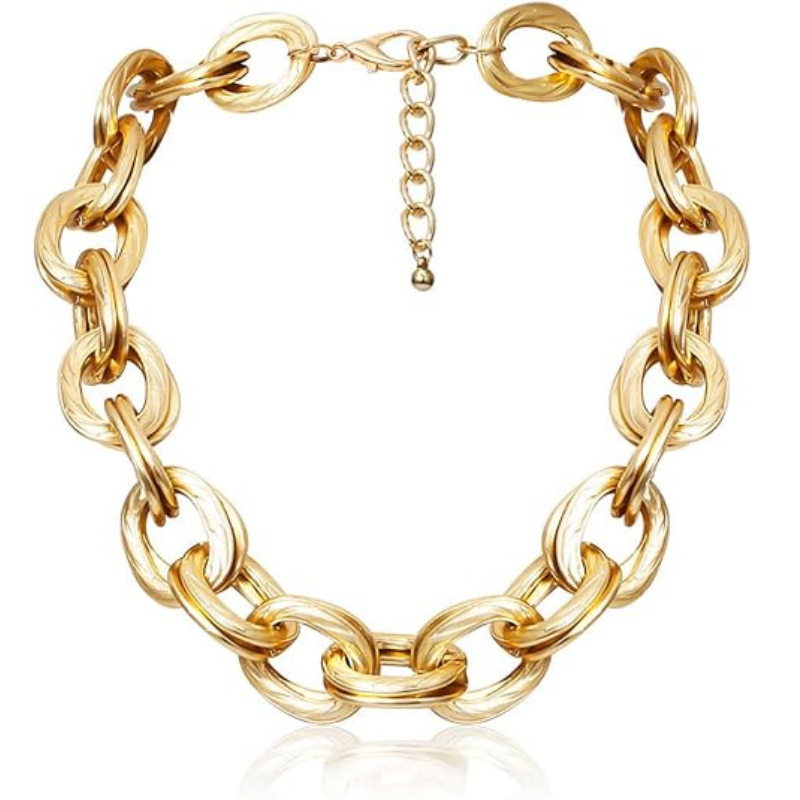 Gold Cuban Link Chain Double O Link Necklaces