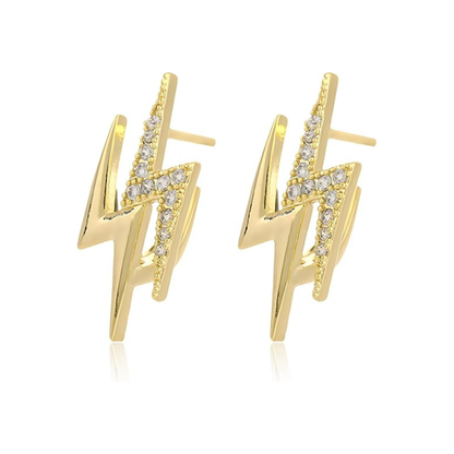 14K Gold Plated Lightning Stud Earrings