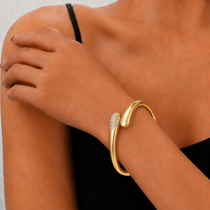 14K Gold Plated Open Cuff Bangle Bracelet