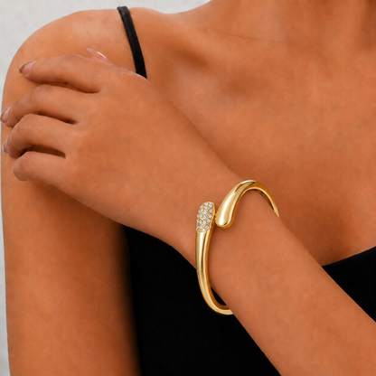 14K Gold Plated Open Cuff Bangle Bracelet