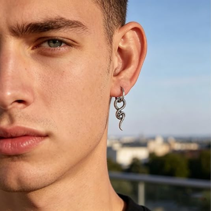 Dark Style Serpentine Hoop Dangle Earrings