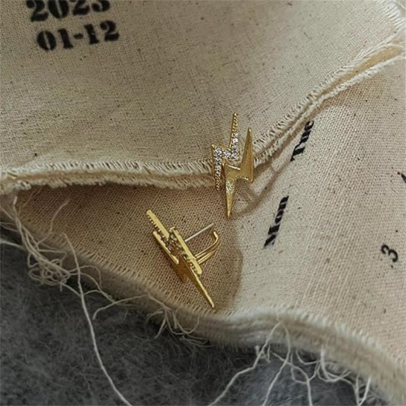 14K Gold Plated Lightning Stud Earrings