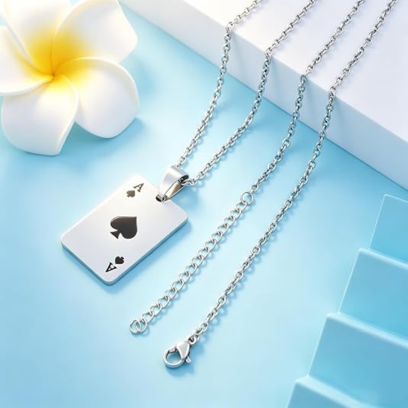 Cool Punk Rock Poker Card Ace Pendant Necklace