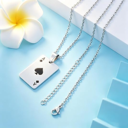 Cool Punk Rock Poker Card Ace Pendant Necklace