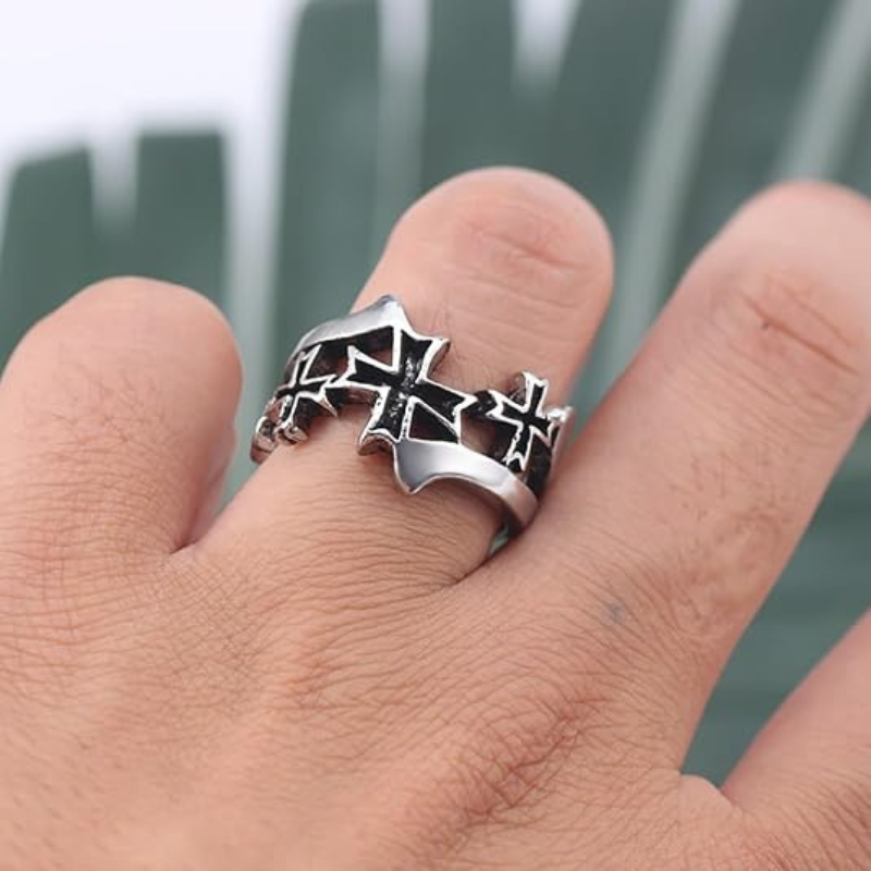 Vintage Single Adjustable Wide Cross Rings