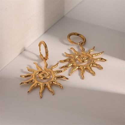 Spiral Sun Huggie Dangle Drop Earring