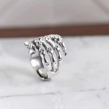 Adjustable Open Gothic Skull Ring