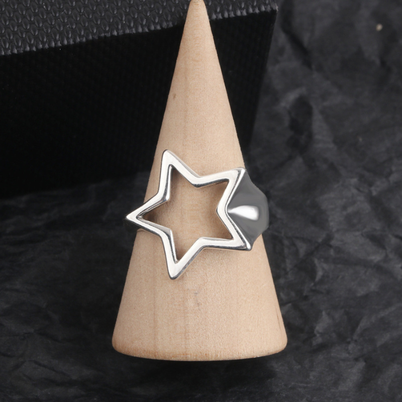 Y2K Hollow Star Open Band Statement Ring