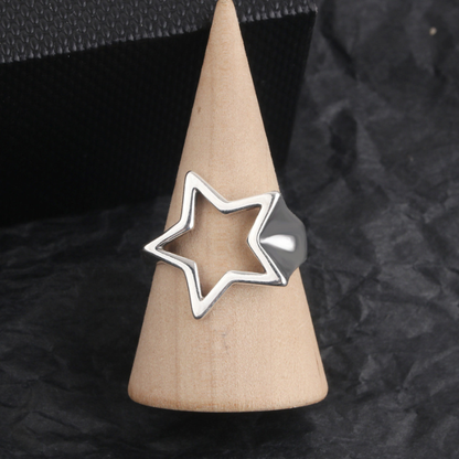 Y2K Hollow Star Open Band Statement Ring
