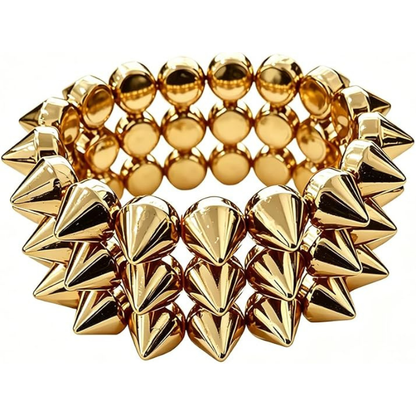 Exaggerated Rivet Studed Spike Bracelets