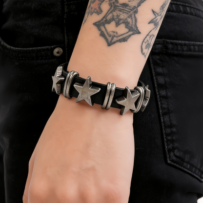 Gothic Rock Bracelets Black Cuff Wristband