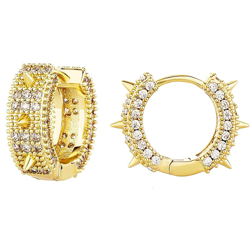 14K Gold Spike Hoop Earrings