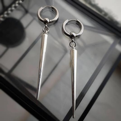 Spike Rivet Dangle Drop Hoop Statement Earrings