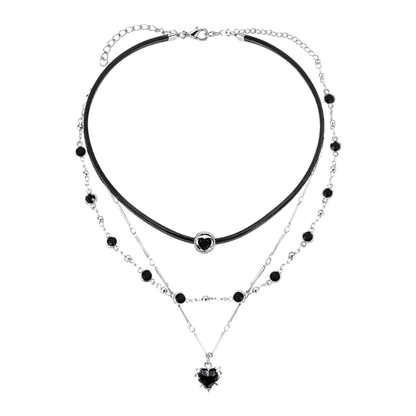 Gothic 3 Layered Heart Necklace