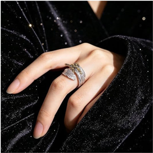 Couples Punk Adjustable Feather Open Rings