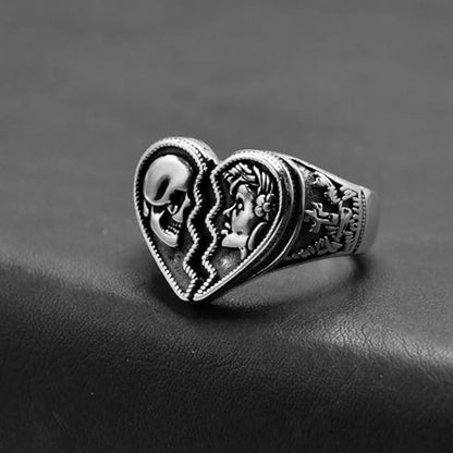 Gothic Skeleton Broken Heart Open Finger Band Ring