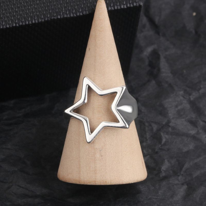 Y2K Hollow Star Open Band Statement Ring