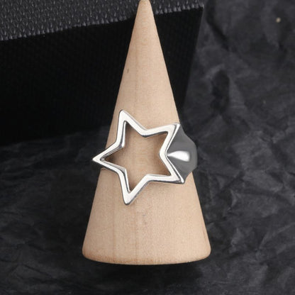 Y2K Hollow Star Open Band Statement Ring