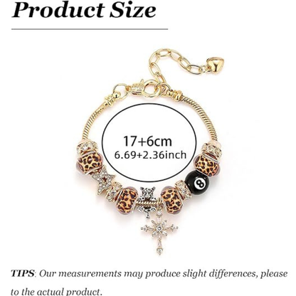 Leopard Cross Charm Bracelet for Women