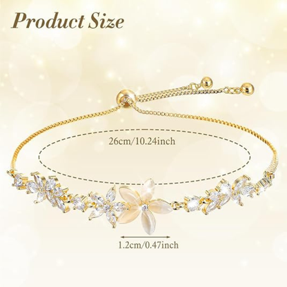 Rhinestone Slider Floral Bracelet