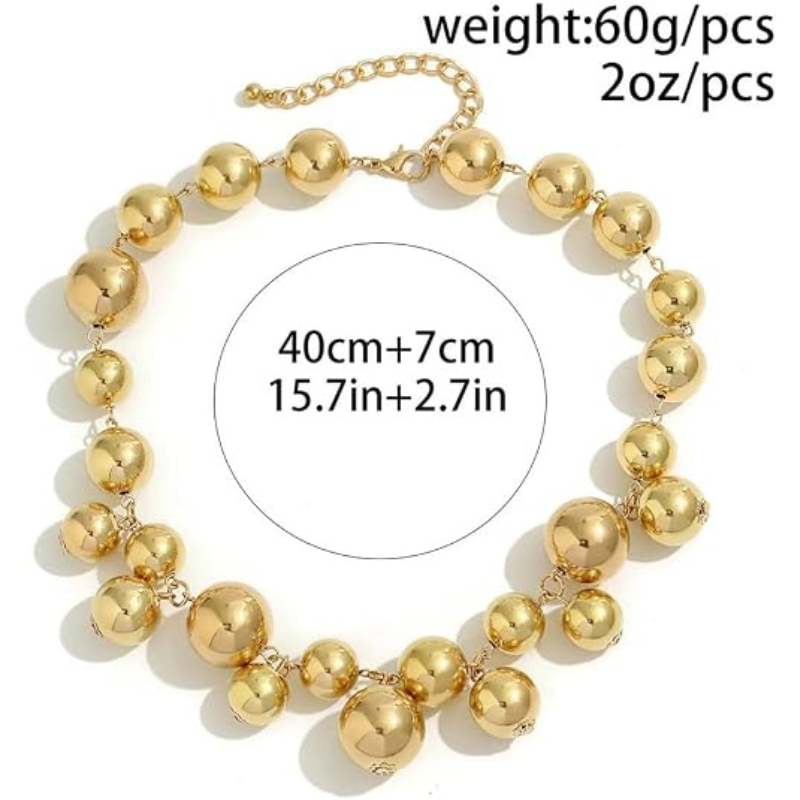 Large Chunky Gold Beads Choker Necklaces