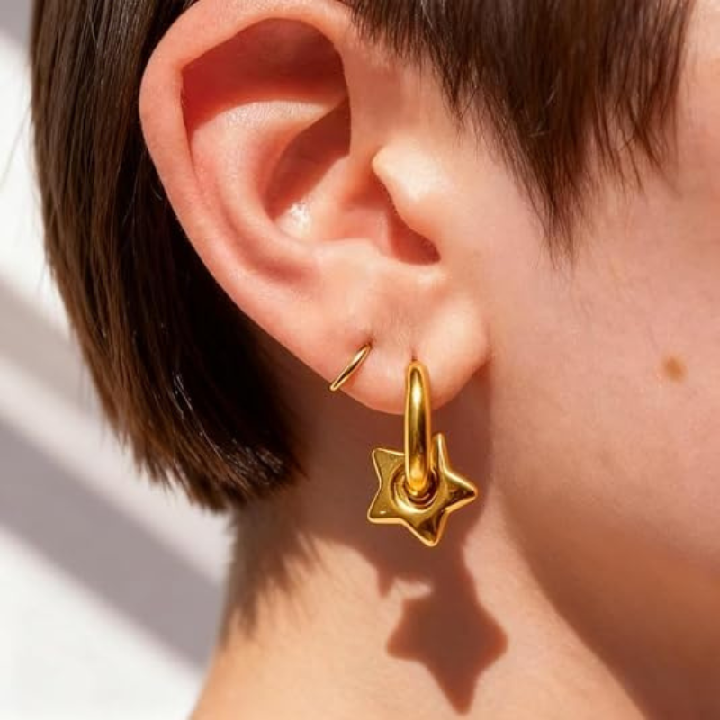 Chunky Star Hoop Earrings
