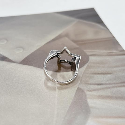 Y2K Hollow Star Open Band Statement Ring