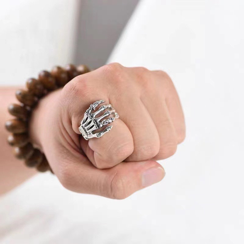 Adjustable Open Gothic Skull Ring