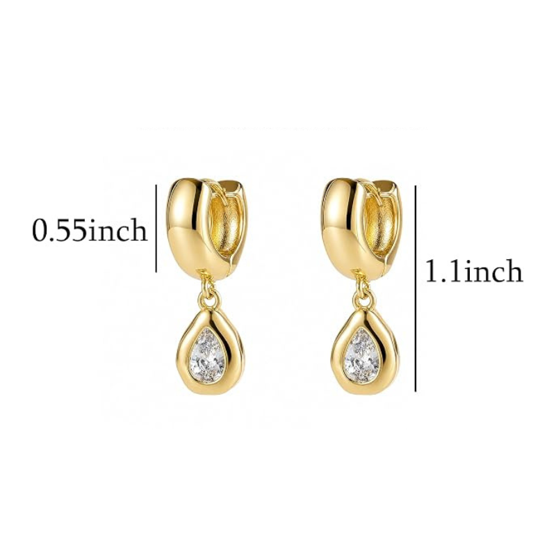 14K Gold Plated Huggie Hoop Drop