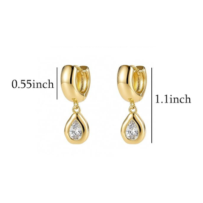 14K Gold Plated Huggie Hoop Drop